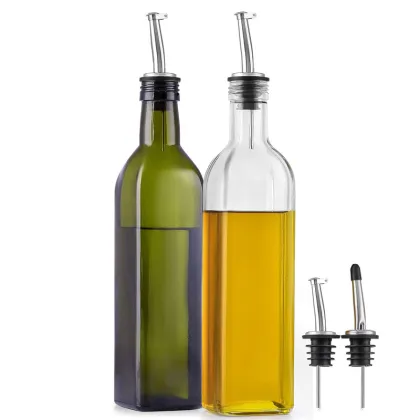OemSquare Transparent Olive Oil Glass Bottle 500ml - Kitchen Household Vinegar Seasoning Bottle