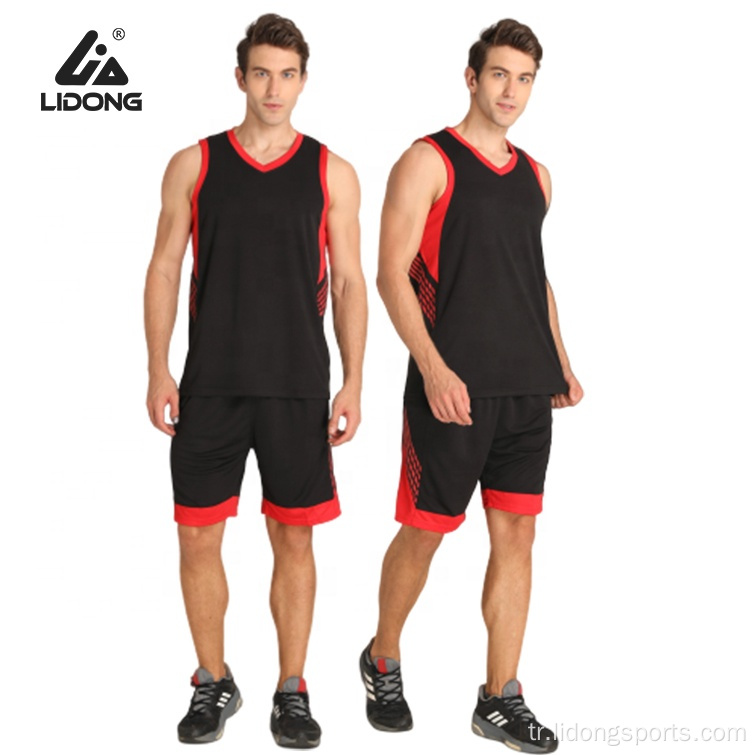Özelleştirilmiş Kolej Kırmızı ve Siyah Basketbol Forması