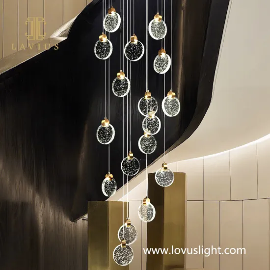 2022 new crystal stair chandelier villa custom stair chandelier hotel lobby reception decoration chandelier