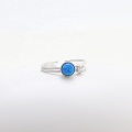 Bulat biru opal 925 perak putih cz cincin