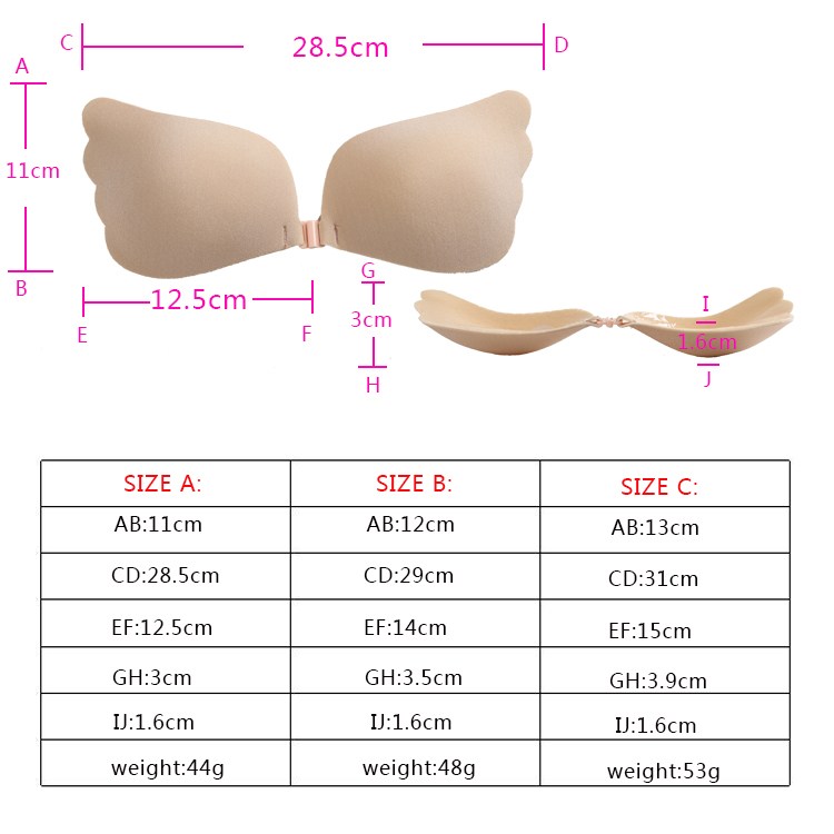  Wing Shape Design Fabric Invisible Adhesive Bra