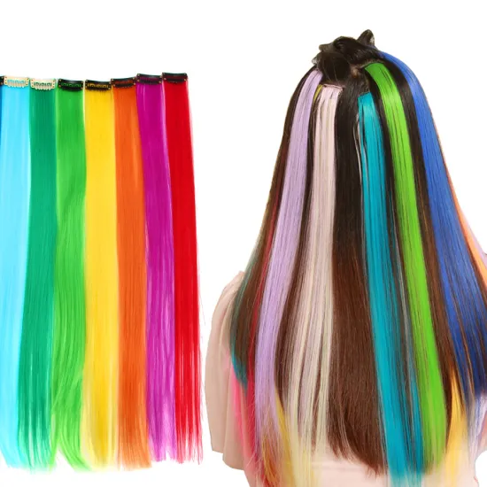 AliLeader 20Inch Straight Ombre Colored Party Highlights Clip in Hair Extensions