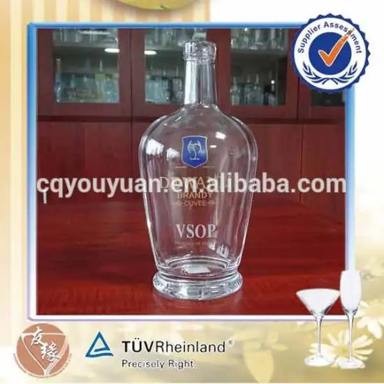 crystal flint glass material synthetic T-Top cork stopper brandy 700ml glass bottles for liquor