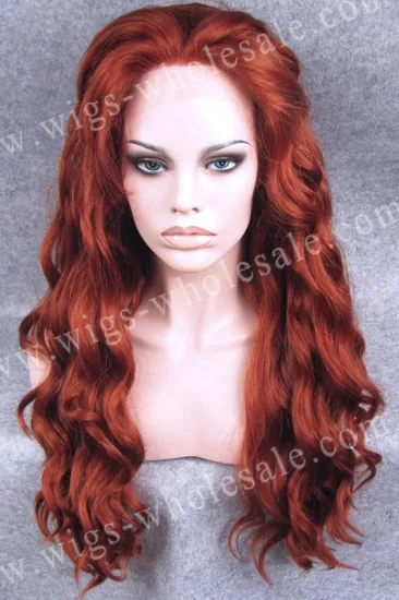 Long curly auburn micro braiding synthetic lace front wig party queen lolita