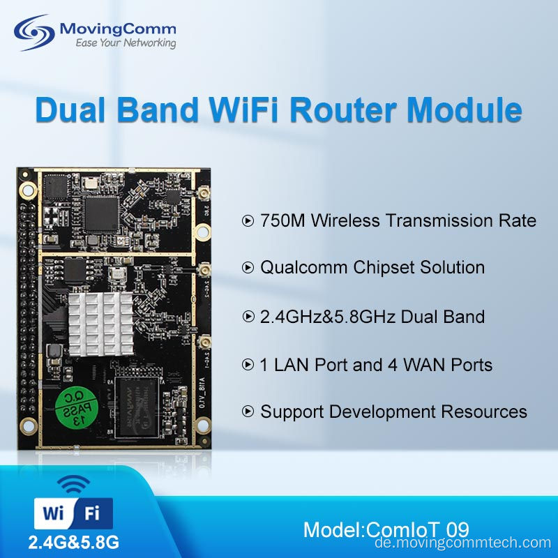 750 Mbit / s 2,4 g 5G Dualband Router eingebettetes WLAN -Modul