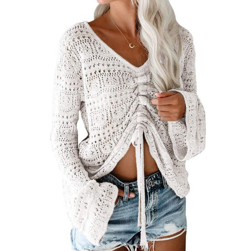 Hoodies And Sweatshirts Womens Boho Off Shoulder Sheer Crop Tops Supplier