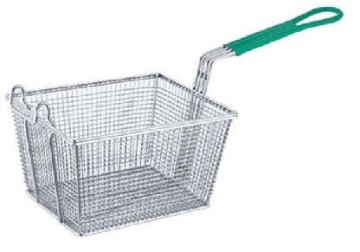 Square wire fry basket with coated handle, s/s