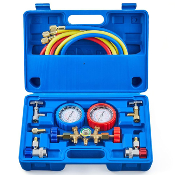3 Way Car AC Manifold Gauge Set R134a R12 R502 with 5FT Hoses & Adapters