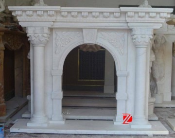 Electric fireplace mantel with pillars