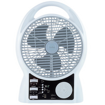 ISolfan Solar Powered Table Fan with Built-in Light and Battery for Home and Camping