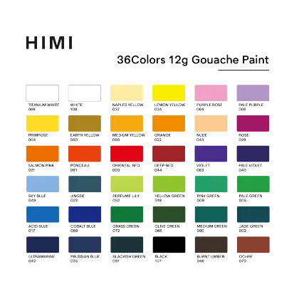 36-Color 12g Gouache Paint Set - Himi Jelly Gouache Paints