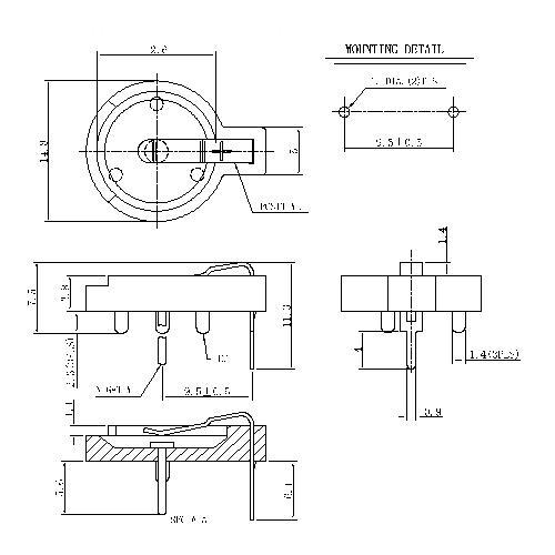 Coin Cell Holders FOR CR1225B BT-S-SN-R-CR1225B