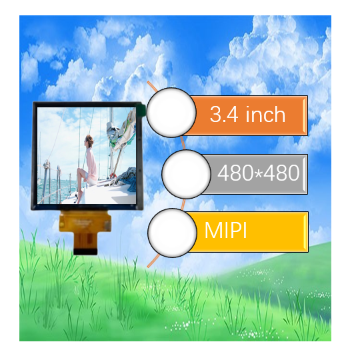 3.4 Inch TFT LCD 480x480 Display with MIPI Interface and Touch Screen
