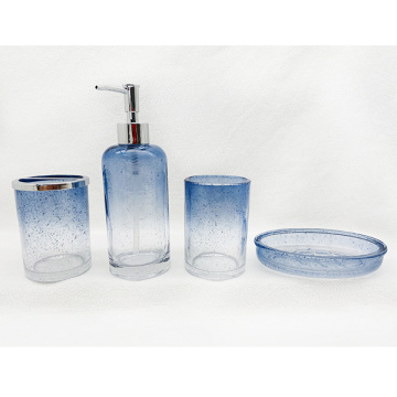 Customized glass bottle for gradient blue bath set