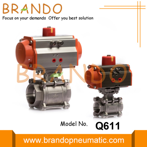 Válvula de bola neumática de tres piezas de acero inoxidable 304