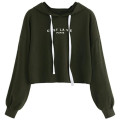 Drawstring Trendy Sweatshirt Women's Letter Sweatshirt Crop Top Hoodie Factory