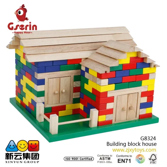 wooden Building block house 2015 wood house toys