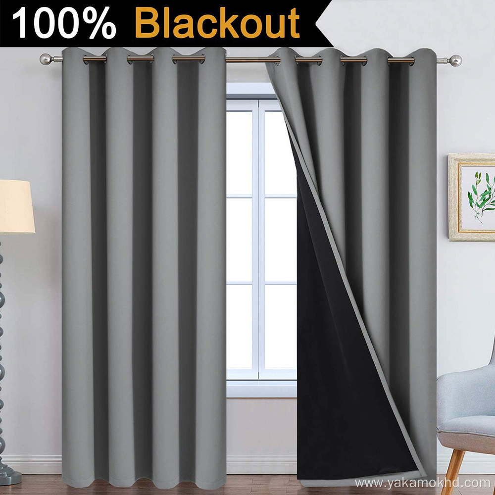 Grey 100% Blackout Curtains