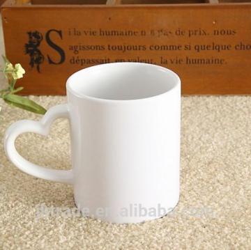 Promotional Heart handle Ceramic Sublimation mug with heart shaped handle