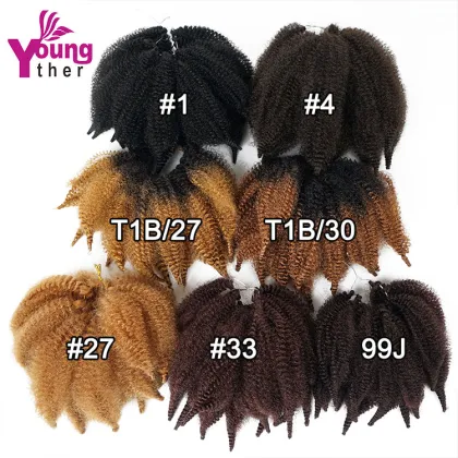 8Inch Wholesale Cheap Synthetic Afro Twist Kinky Ombre Marley  Braiding Synthetic Marley Braid Hair
