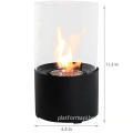 Outdoor Small Desktop Free-Standing Bio-Fuel Fire Pit Table with Glass Fireplace