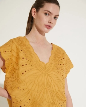 Women Summer Yellow Casual Tops Short Sleeve