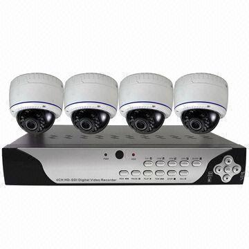 HD-SDI Kit, 4ch HD-SDI DVR, 4x Full HD 1080P CCTV IR Dome SDI Camera