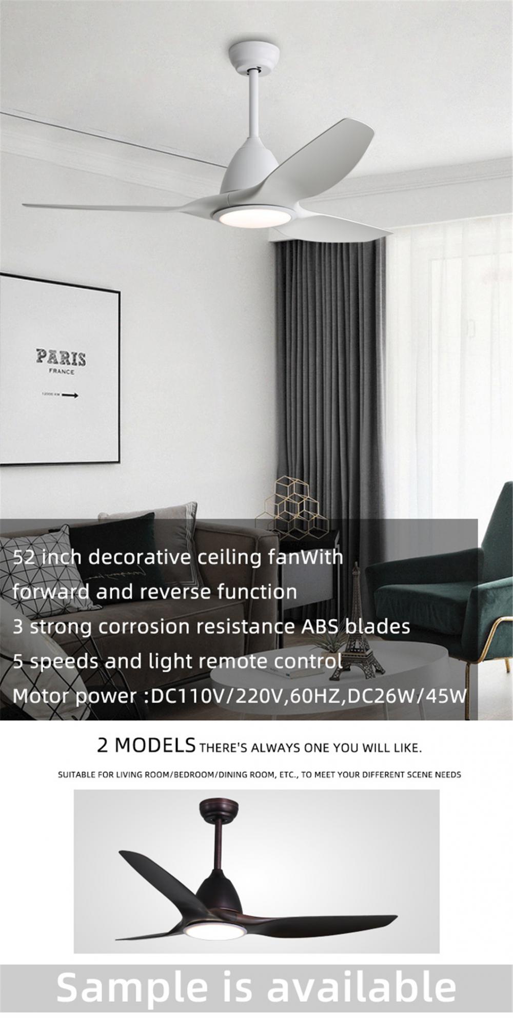 Offer Mute Quiet 52 Inch Remote Control Ceiling Fan From China