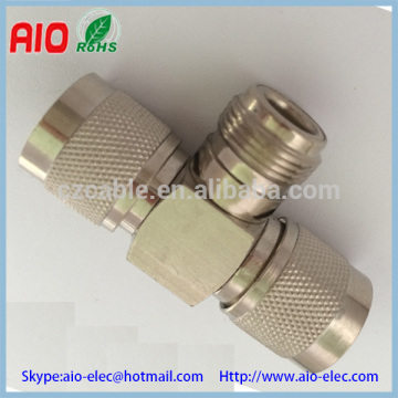T tee N type female to double male adaptor rf connector