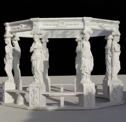 Artisanal Stone Pavilion with Classical Caryatid Design