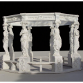 Artisanal Stone Pavilion with Classical Caryatid Design