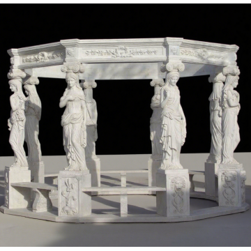 Artisanal Stone Pavilion with Classical Caryatid Design