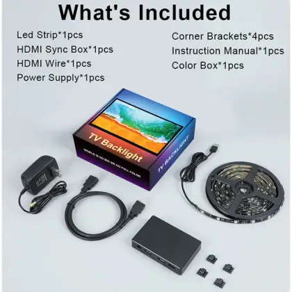 55-85 Inch TV RGBIC LED Backlight Strip with HDMI 4K60Hz Sync Box for Color Sync