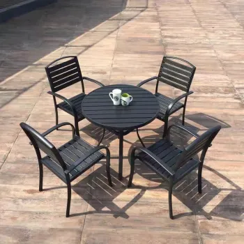 Modern Outdoor Plastic Wood Furniture Set for Restaurants and Coffee Shops