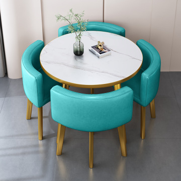 Modern Casual Solid Wood PU Leather Office and Dining Room Table Set