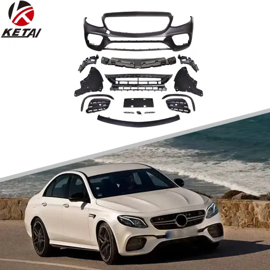 E63 Style Car PP Front Lip, Rear Diffuser, Side Skirt Vents, Spoiler Body Accessories for BENZ W213 2017-2020