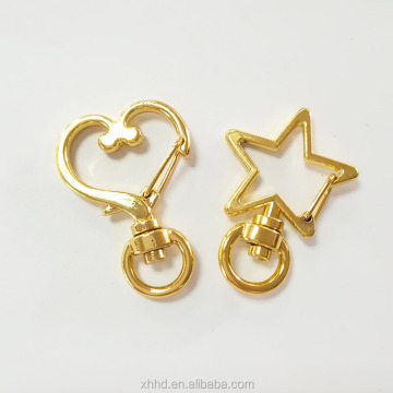 Gold Heart Shaped Wire Gate Clasp Lobster Swivel Snap Hook