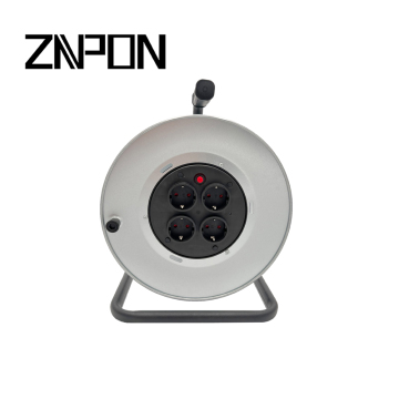 Robust Metal Frame 4-Way Schuko Socket Power Cord Reel