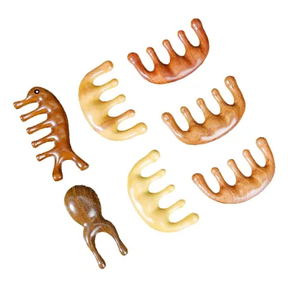 Wooden Scalp Massager Comb - Handmade Sandalwood Gua Sha Comb