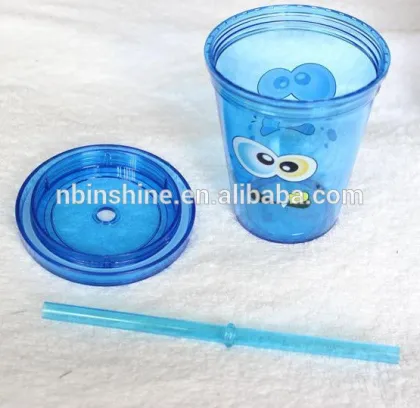 plastic water bottle with straw