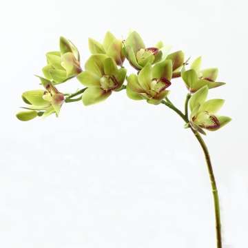 YAYUN A-1021 10Head Artificial Latex White Cymbidium Orchid Flowers