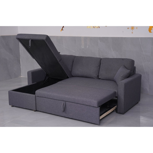 Cama de sofá de tela con salón de chaise con almacenamiento