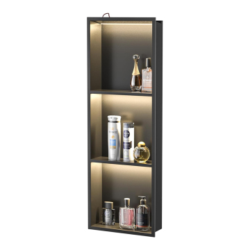 Customizable SS 304 Metal Wall-Mounted Shower Niche with LED Lighting for Bathroom