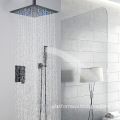High-Quality Chrome Rainfall Shower System with 2 Functions: A Luxurious Wall-Mounted Square Bathroom Mixer Set