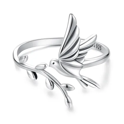 Fashion S925 Sterling Silver Kingfisher Adjustable Rings for Women - Birthday & Valentine's Day Gift
