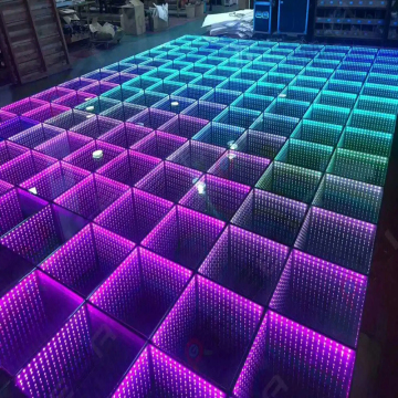 RGB LED Mirror Dance Floor Stage Lights with 120LED and 3D Infinity Video Light for Portable Disc DJ Party