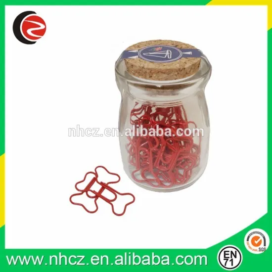 Cute and funny paper clip packed in glass bottle