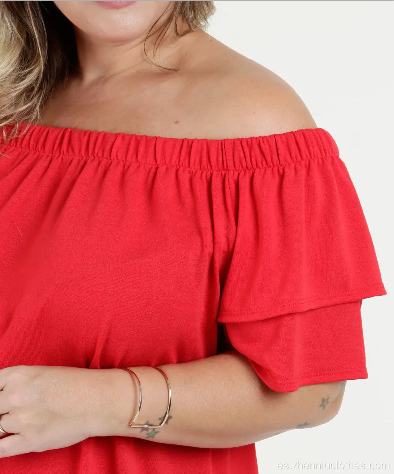 Blusa de moda con hombros descubiertos y tallas grandes para mujer OEM