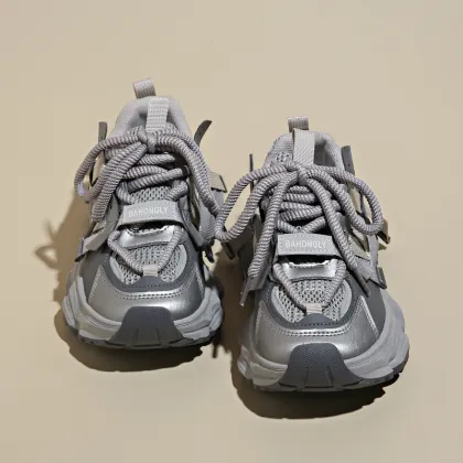 Casual Mesh Sports Women Shoes: Fashion Thick Sole Sneakers