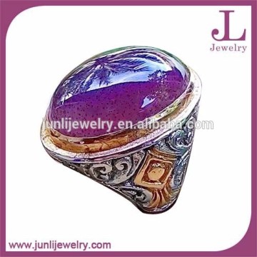 316l Stainless Steel Fashion Jewelry Oval Purple Stone Ring For Men